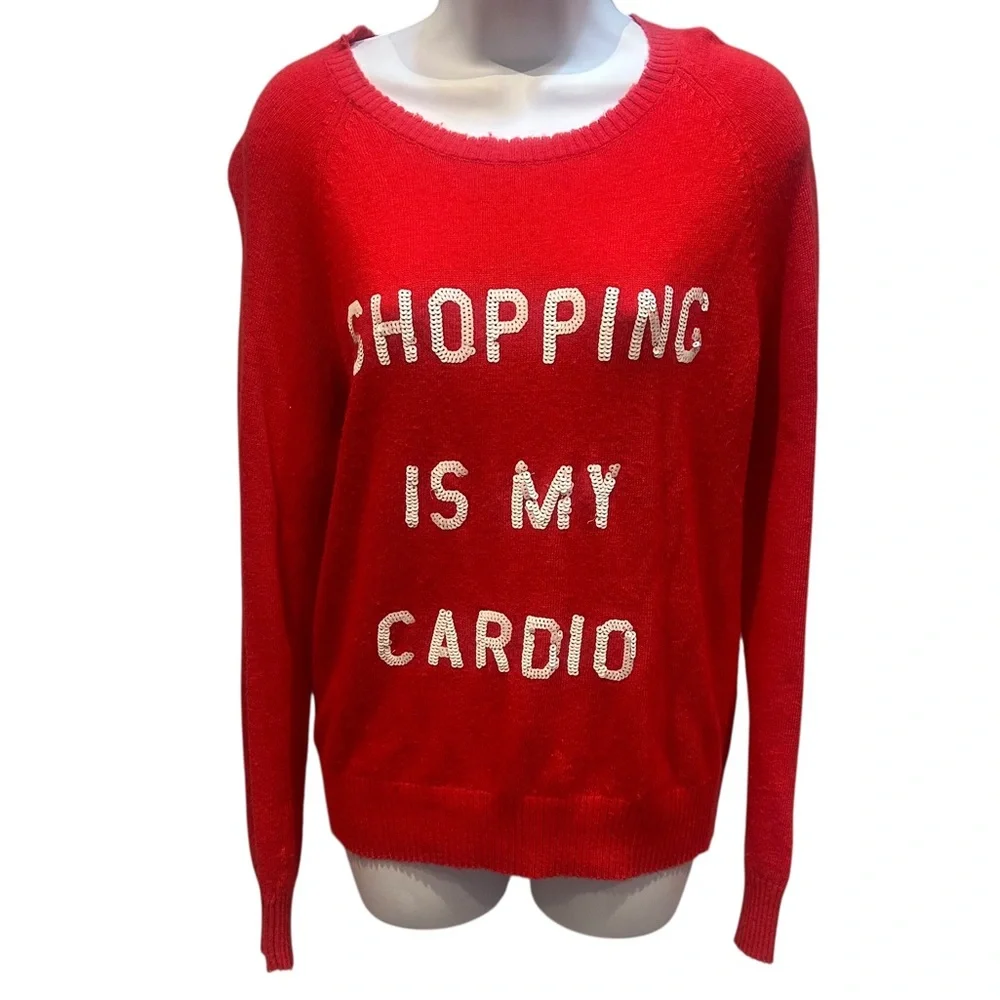 Wildfox Angora Rabbit Hair Sequin Knit Sweater Red SHOPPING IS MY CARDIO Medium